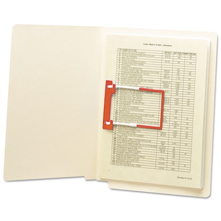 Smead U-Clip Bonded File Fastener, 2", Orange/White, PK100 68260
